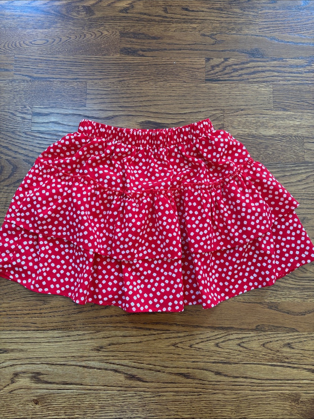 ROMWE Red Floral Tiered Skater Skirt, Small, Coquette Feminine Cottagecore Indie